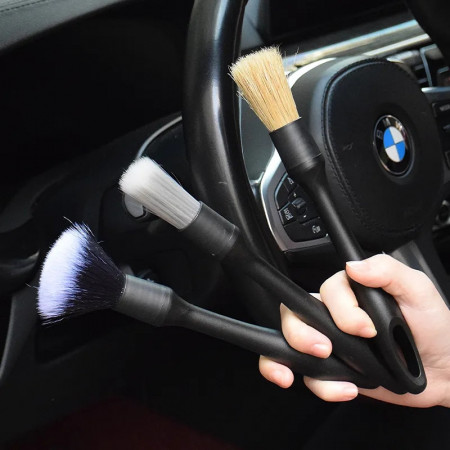 Set 3 pensule profesionale ideale pentru detailing si curatare interior - exterior auto, elemente de caroserie, bord, jante