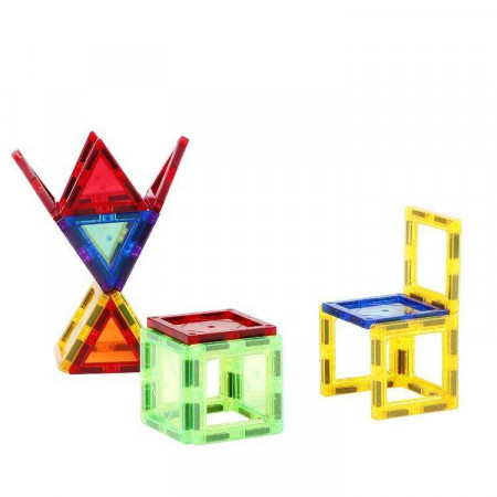 Set de Constructie Magnetic Tiles 3D, jucarii educationale, Elemente Magnetice, diferite variante de asamblare, Cadou baieti si fete, 103 Piese, Multicolor, 3 ani - Img 7