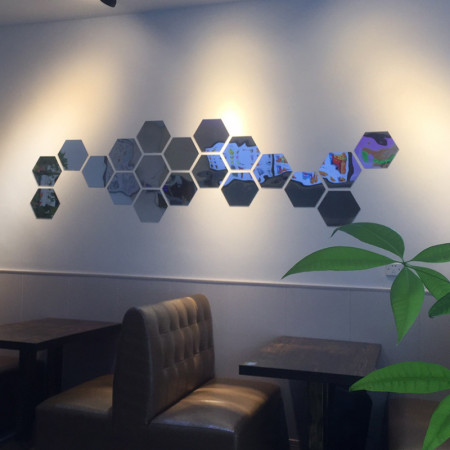Oglinda Design Hexagon Silver - Oglinzi Decorative Acrilice Cristal - Diamant - Luxury Home - Diagonala 12-14cm - 1 bucata