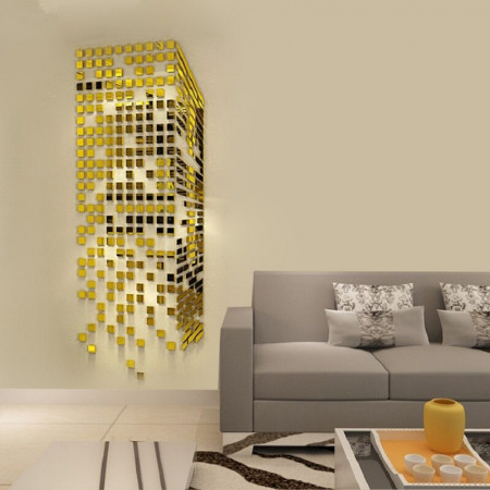 Set Oglinzi Design Patrat - Oglinzi Decorative Acrilice 2/2 Gold 100 buc