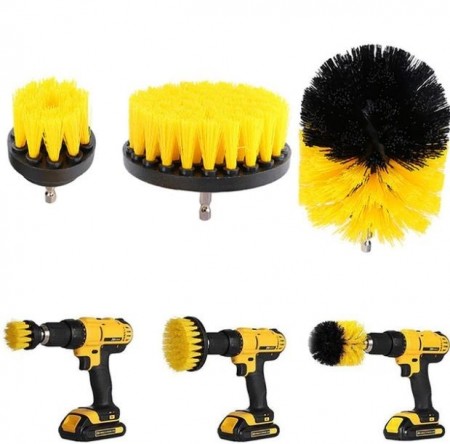 Set Perii pentru Mocheta &amp; Uz Casnic /Profesional Detailing Carpet Brush cu Adaptor Bormasina - Img 2