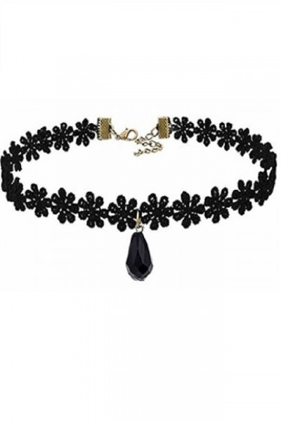 Choker Fashion Black Gothic Flower - Colier elegant pentru gat