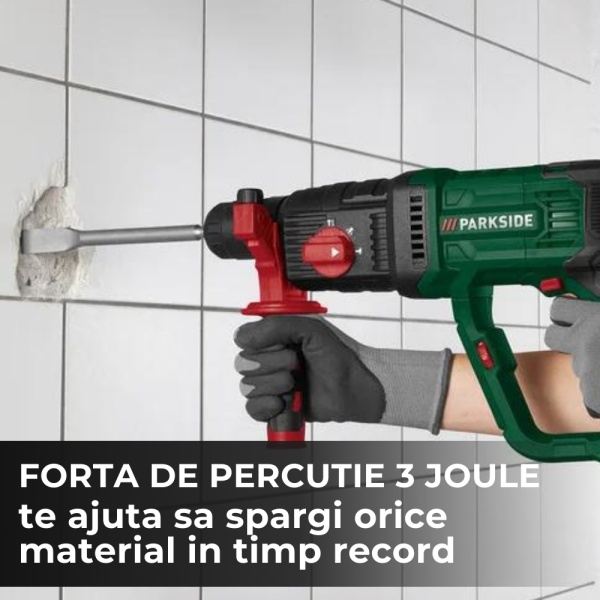 Ciocan rotopercutor cu fir Parkside PBH 1050 D4 Putere de 1050W, Mandrina rapida, Forta de percutie de 3J, nr. percutii 5300 min, turatie de 980 rpm, Verde - Img 3