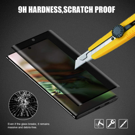 Folie de sticla Samsung Galaxy Note 10, Privacy Glass, folie securizata duritate 9H