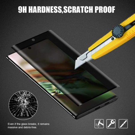 Folie de sticla Samsung Galaxy Note 10, Privacy Glass, folie securizata duritate 9H