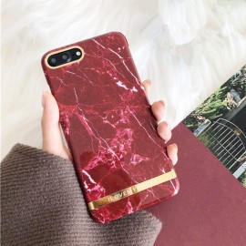 Husa Apple iPhone 7, Elegance Luxury Marble Red TPU, husa cu insertii marmura rosie-aurie - Img 5