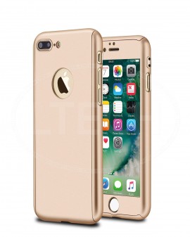 Husa Apple iPhone 7 Plus, FullBody Gold, acoperire completa 360 grade cu folie de sticla gratis - Img 2