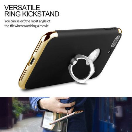 Husa Apple iPhone 8, Elegance Luxury 3in1 Ring Negru - Img 2