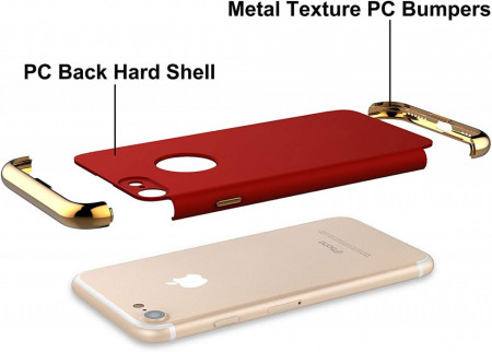 Husa Apple iPhone 8 Plus, Elegance Luxury 3in1 Rosu - Img 4