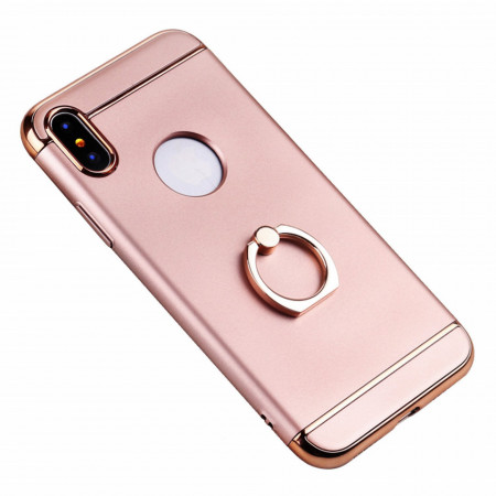 Husa Apple iPhone X, Elegance Luxury 3in1 Ring Rose-Gold - Img 3