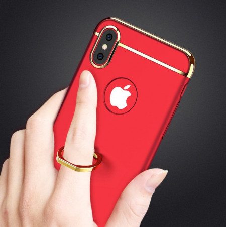 Husa Apple iPhone X, Elegance Luxury 3in1 Ring Rosu - Img 4