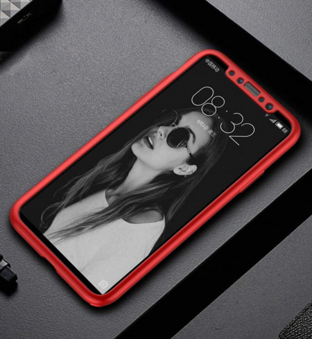 Husa Apple iPhone X, FullBody Elegance Luxury Rosu, acoperire completa 360 grade cu folie de sticla gratis - Img 2