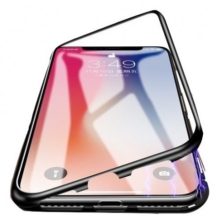 Husa Apple iPhone X, Magnetica 360 grade Negru , Perfect FIt cu spate de sticla securizata premium + folie de sticla pentru ecran gratis - Img 3