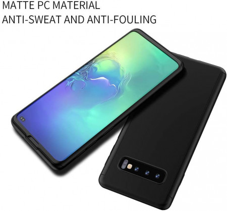 Husa Samsung Galaxy S10 Plus, FullBody Elegance Luxury Negru, acoperire completa 360 grade cu folie de protectie gratis