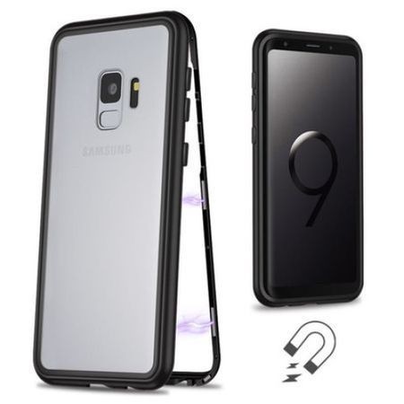 Husa Samsung Galaxy S9 Plus Magnetica 360 grade Black, Perfect Fit cu spate de sticla securizata premium + folie de protectie gratis - Img 3