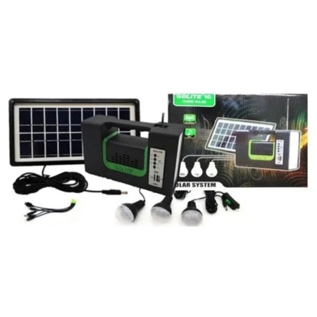 Kit solar GD-Lite 10, dotat cu dispozitive USB cu 3 becuri LED + acumulator de mare capacitate + Radio, negru - Img 4