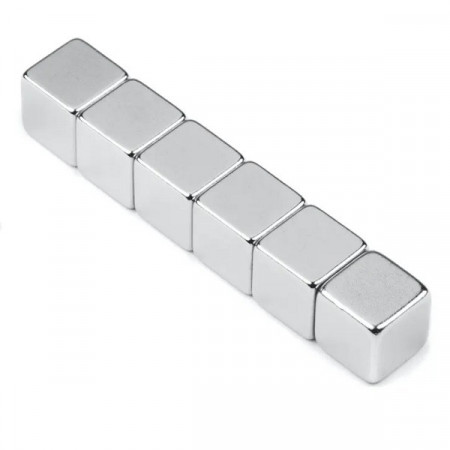 Magnet puternic neodim cub 10x10mm cu suprafata nichelata
