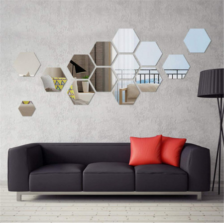 Oglinda Design Hexagon Acrilica Cristal &amp; Diamant - Luxury Home - 18 cm - 1 bucata