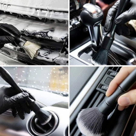 Set 3 pensule profesionale ideale pentru detailing si curatare interior - exterior auto, elemente de caroserie, bord, jante