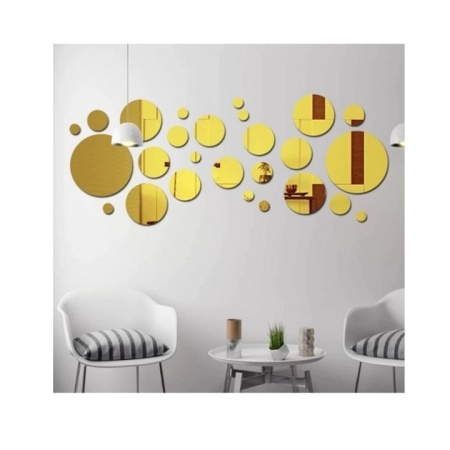 Set Oglinzi Design 3D GOLD ROUND - Oglinzi Decorative Acrilice Luxury Home 30 buc/set - Img 5