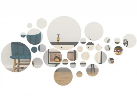 Set Oglinzi Design 3D SILVER ROUND MyStyle® - Oglinzi Decorative Acrilice Luxury Home 26 buc/set