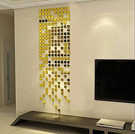 Set Oglinzi Design Patrat - Oglinzi Decorative Acrilice 2/2 Gold 100 buc