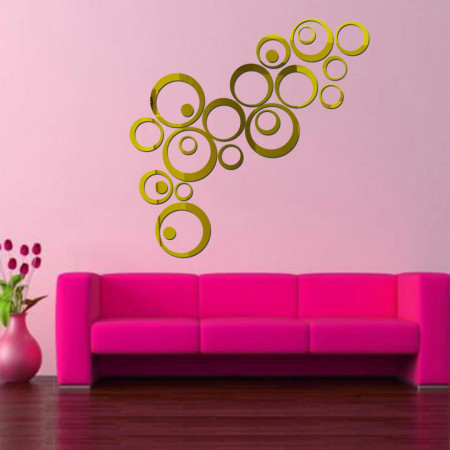 Set Oglinzi din PVC Design Modern - Oglinzi Decorative Acrilice Gold - Luxury Home 24 bucati/set - Img 2