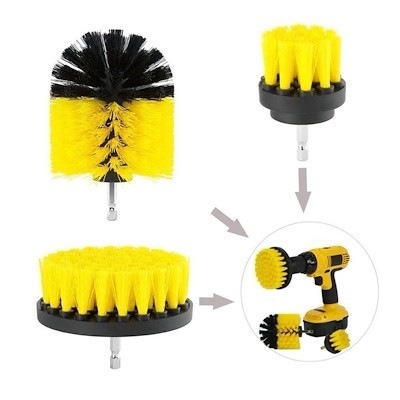 Set Perii pentru Mocheta &amp; Uz Casnic /Profesional Detailing Carpet Brush cu Adaptor Bormasina - Img 3