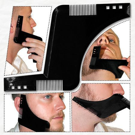 Set profesional pieptene / sablon contur barba & mustata + Brici profesional pentru barbierit si ras capilar, brici din otel inoxidabil, PRO