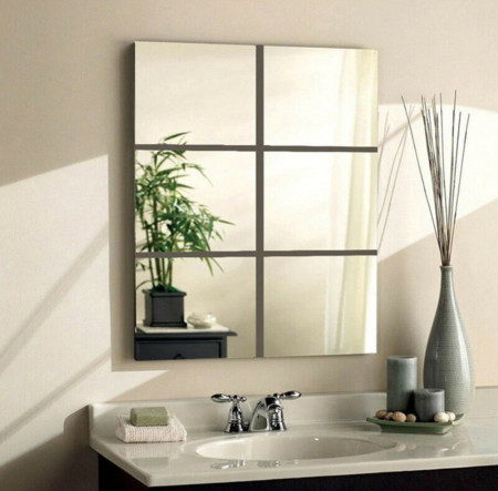 Set Oglinzi Design Patrat Silver - Oglinzi Decorative Acrilice Cristal - Diamant - Luxury Home 9 bucati/set
