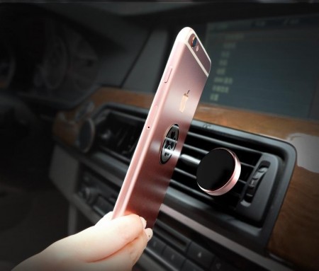 Suport auto magnetic de culoare rose-gold pentru telefoane mobile, prindere la ventilatie - Img 4