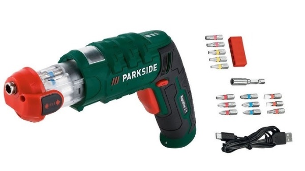 Surubelnita fara fir cu acumulator si incarcator inclus PARKSIDE® 4V „Rapidfire 2.2” cu capete interschimbabile incluse – Putere si Versatilitate intr-un Singur Dispozitiv - Img 2