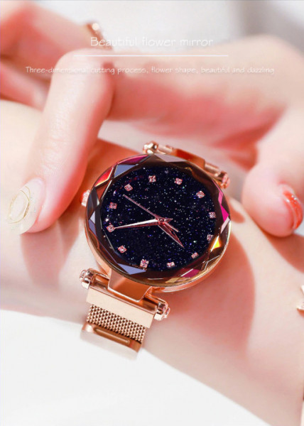Ceas de dama Magnet Starry Sky Quartz Wristwatch Gold