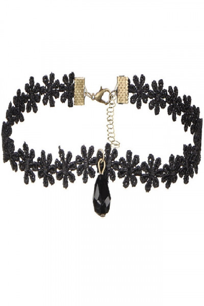 Choker Fashion Black Gothic Flower - Colier elegant pentru gat