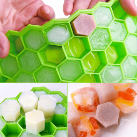 Forma cuburi de gheata Fagure Hexagon din silicon - potrivita si pentru uz profesional, Verde - Img 5