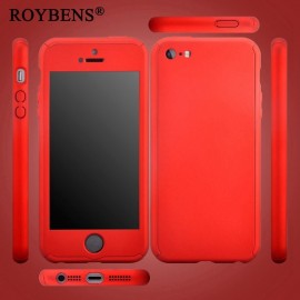 Husa Apple iPhone 5/5S/SE, FullBody Red, acoperire completa 360 grade cu folie de sticla gratis - Img 4