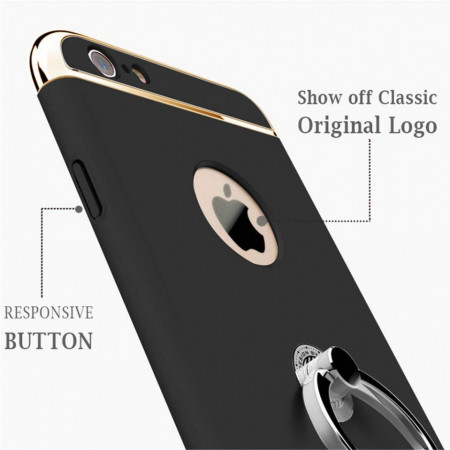 Husa Apple iPhone 7, Elegance Luxury 3in1 Ring Black - Img 5