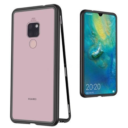 Husa Huawei MATE 20 Magnetica Black, Perfect Fit cu spate de sticla securizata premium - Img 2