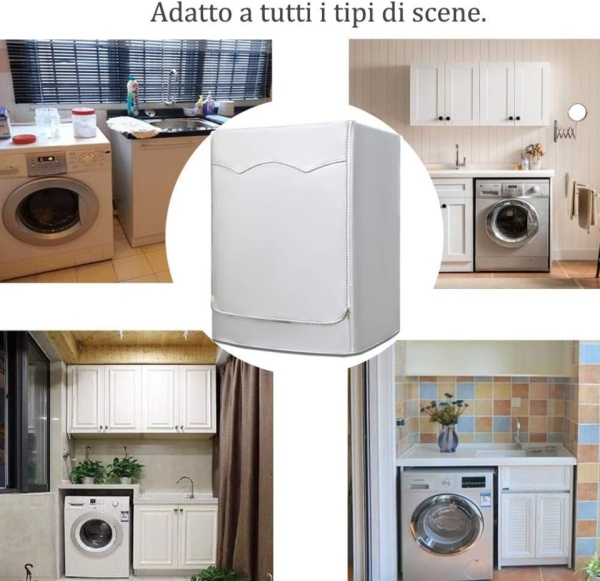 Husa pentru masina de spalat rufe si uscator de rufe cu incarcare frontala, dustproof, impermeabila, ARGINTIU