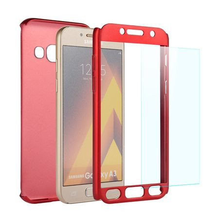 Husa Samsung Galaxy A5 2017, FullBody Elegance Luxury Red, acoperire completa 360 grade cu folie de sticla gratis - Img 2