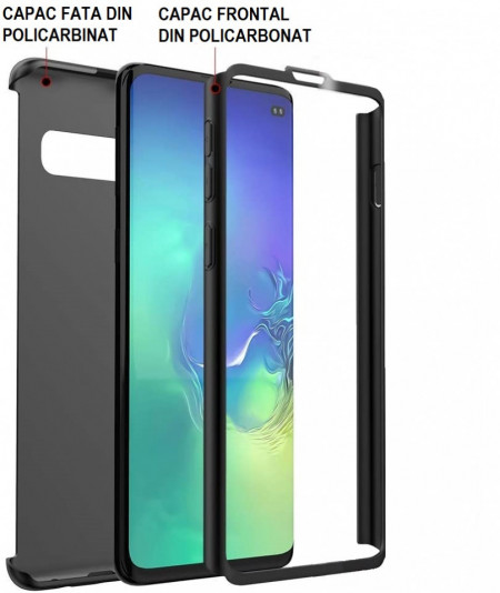 Husa Samsung Galaxy S20 Plus, FullBody Elegance Luxury Negru, acoperire completa 360 grade cu folie de protectie gratis