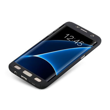 Husa Samsung Galaxy S7 Edge, FullBody Elegance Luxury Black, acoperire completa 360 grade cu folie de protectie gratis - Img 4