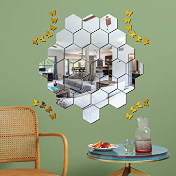 Oglinda Design Hexagon Acrilica Cristal &amp; Diamant - Luxury Home - 18 cm - 1 bucata