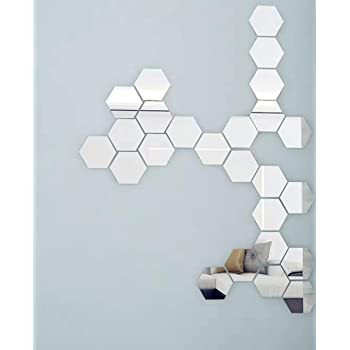 Oglinda Design Hexagon Silver - Oglinzi Decorative Acrilice Cristal - Diamant - Luxury Home - Diagonala 11.5 cm - 1 bucata