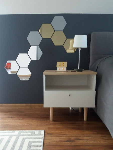 Set Oglinzi Design Hexagon - Oglinzi Decorative Acrilice Cristal - Diamant - Luxury Home - Diagonala 18 cm - Set 10 buc