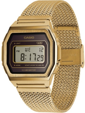 Ceas Casio digital din otel inoxidabil, Auriu