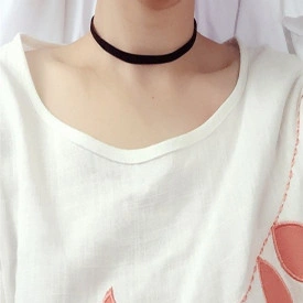 Choker Fashion Slim Band Black - Colier elegant pentru gat - Black Delux