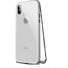Husa Apple iPhone 7 PLUS Magnetica 360 grade Argintiu, Perfect Fit cu spate de sticla securizata premium + folie de sticla pentru ecran gratis - Img 5
