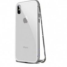 Husa Apple iPhone 8, Magnetica Argintiu, Perfect Fit cu spate de sticla securizata premium - Img 4