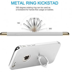 Husa Apple iPhone SE2, Elegance Luxury 3in1 Ring Argintiu